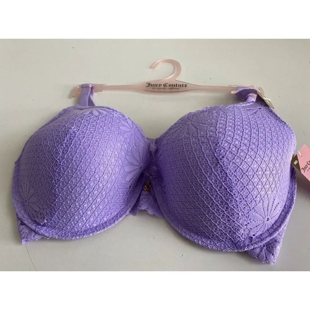Juicy Couture Sexy T-Shirt Bra Glam Lace Sz 36D Underwire JC5250AG Gamma Ray NEW - Picture 4 of 7
